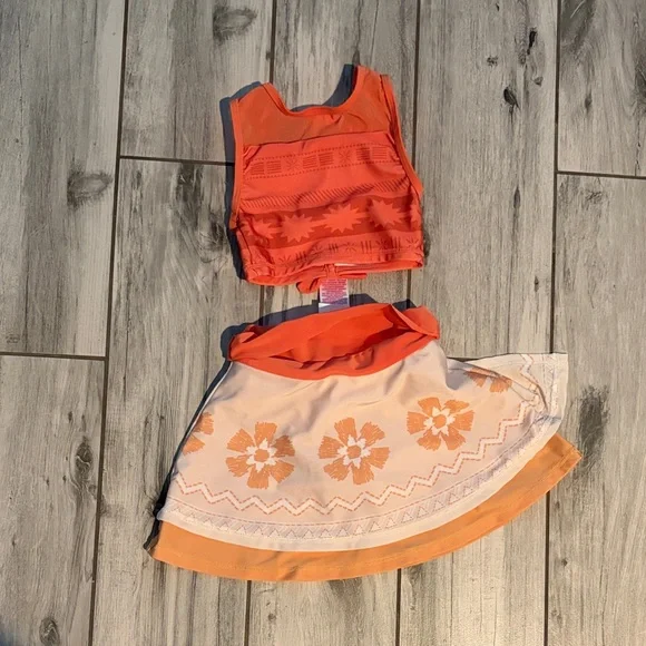 Disney Orange and Peach Moana Kids Swim Bikini - Picture 3 of 3